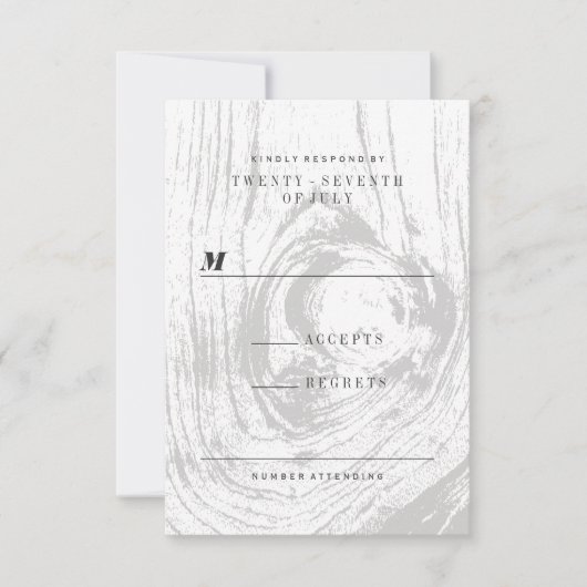 Cartons Réponse Mariage hivernal classique moderne en bois rustiqu (Devant)