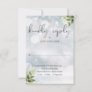 Cartons Réponse Mariage hivernal élégant et rustique avec verdure