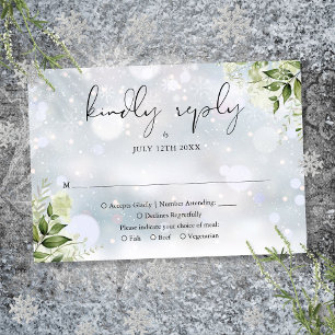 Cartons Réponse Mariage hivernal floral avec verdure rustique