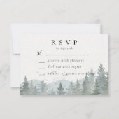Cartons Réponse Mariage horizontal Rustic Mountain Green Pine Tree (Devant)