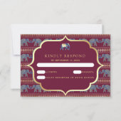 Cartons Réponse Mariage indien de la Bourgogne et de l'éléphant d' (Devant)