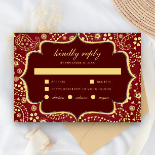 Cartons Réponse Mariage indien de style Bollywood à motifs paisley