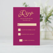 Cartons Réponse Mariage indien Mandala Magenta Gold (Debout devant)