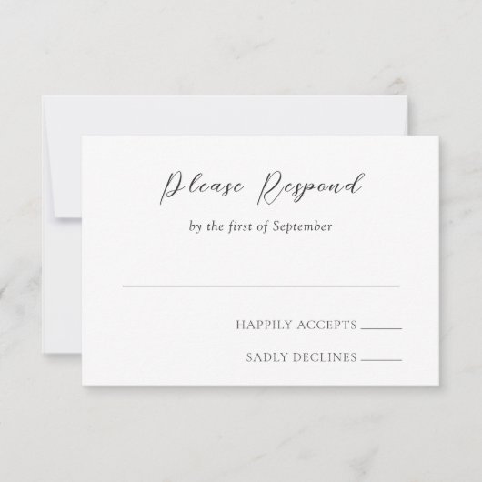 Cartons Réponse Mariage intemporel noir et blanc classique (Devant)