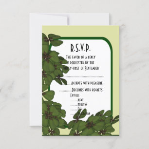 Cartons Réponse Mariage irlandais vert et shamrock R.S.V.P