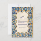 Cartons Réponse Mariage islamique bleu royal (Devant)
