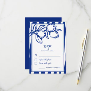 Cartons Réponse Mariage italien à la main citron écriture bleue