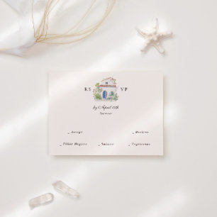 Cartons Réponse Mariage Italien Méditerranéen Aquarelle Pastel