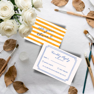 Cartons Réponse Mariage Italien Peint à la Main avec Rayures