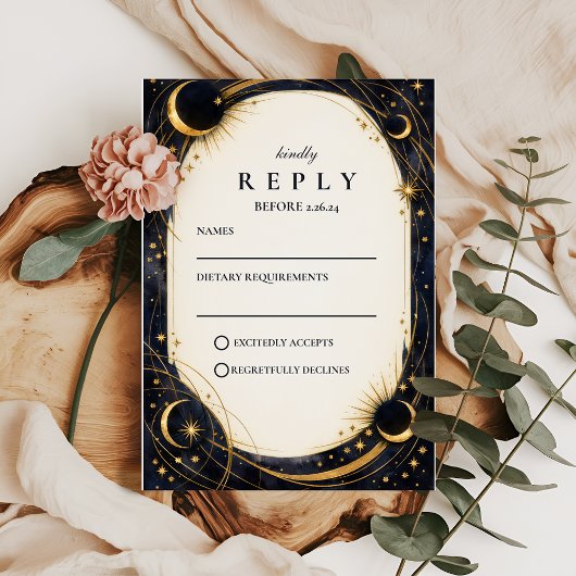 Cartons Réponse Mariage Jardin de Nuit Céleste