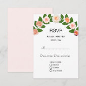 Cartons Réponse Mariage Laurel & Rose Flowers (Devant / Derrière)