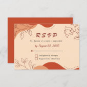 Cartons Réponse Mariage Ligne Florale Tons Terre Cuite Moderne  (Devant / Derrière)