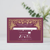 Cartons Réponse Mariage Lion Médiéval Royal Rouge (Debout devant)