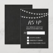 Cartons Réponse Mariage Lumière de corde d'été noir (Devant / Derrière)