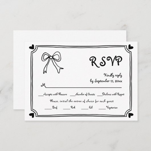 Cartons Réponse Mariage lunaire à main et à bordure (Devant / Derrière)