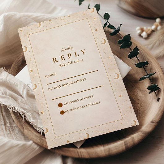Cartons Réponse Mariage Lune Céleste Et Étoiles