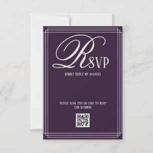 Cartons Réponse Mariage Luxueux Beige Violet