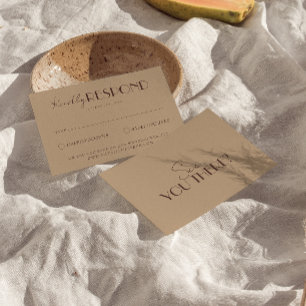 Cartons Réponse Mariage Luxueux de Classe et de Style Beige Chaud