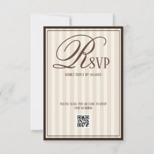 Cartons Réponse Mariage Luxueux Rayé Beige Ivoire