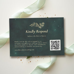 Cartons Réponse Mariage Magique QR Fée Émeraude Verte de la Forêt