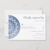 Cartons Réponse Mariage Mandala Bleu Dentelle (Devant)