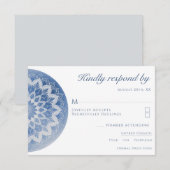 Cartons Réponse Mariage Mandala Bleu Dentelle (Devant / Derrière)