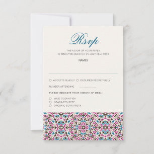 Cartons Réponse Mariage Mandala Géométrique en Treillis Marocain