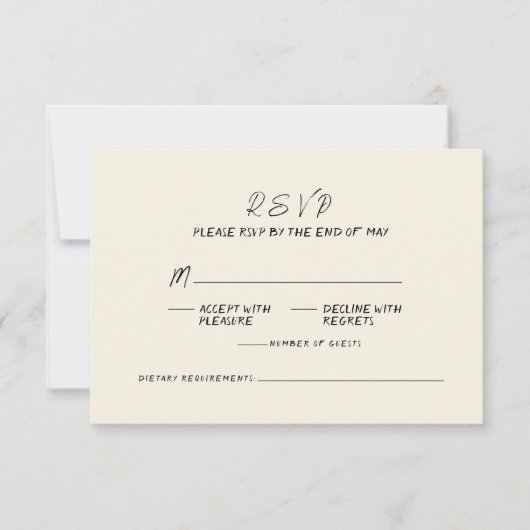 Cartons Réponse Mariage manuscrit rétro à la main (Devant)
