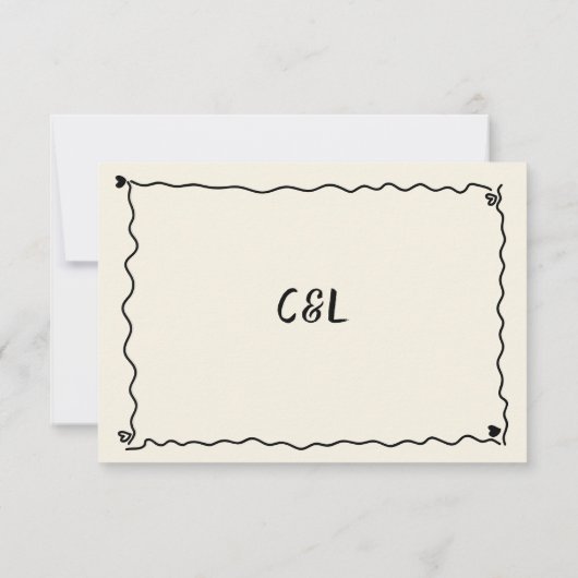 Cartons Réponse Mariage manuscrit rétro à la main (Dos)