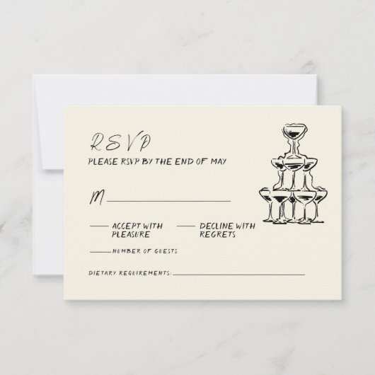 Cartons Réponse Mariage manuscrit rétro à la main (Devant)