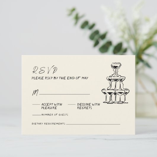 Cartons Réponse Mariage manuscrit rétro à la main (Debout devant)