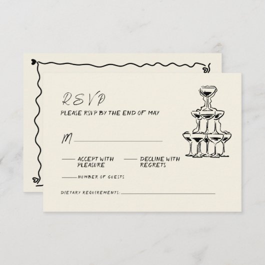 Cartons Réponse Mariage manuscrit rétro à la main (Devant / Derrière)