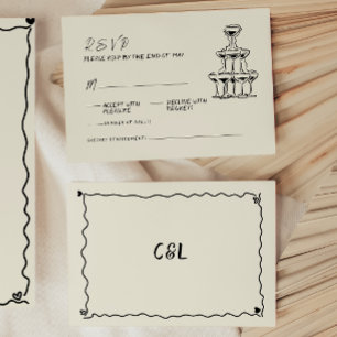 Cartons Réponse Mariage manuscrit rétro à la main