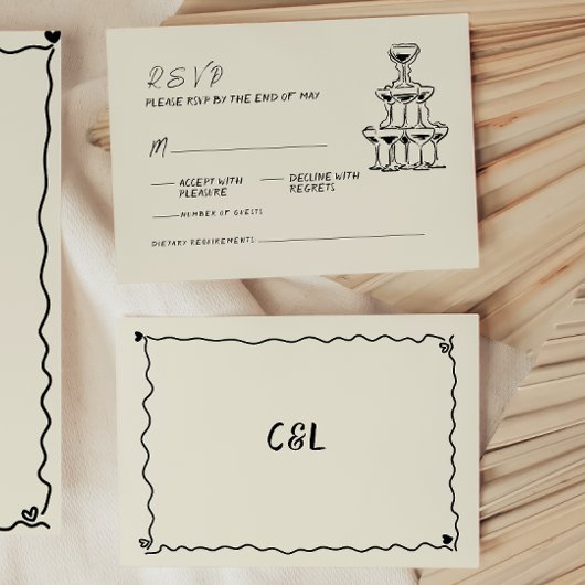 Cartons Réponse Mariage manuscrit rétro à la main