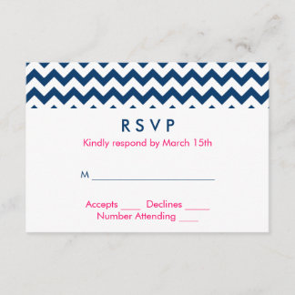 Cartons Réponse Mariage Marine et Pink Chevron