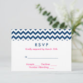 Cartons Réponse Mariage Marine et Pink Chevron (Debout devant)