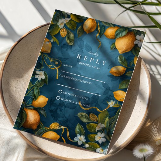 Cartons Réponse Mariage Méditerranéen au Citron Bliss