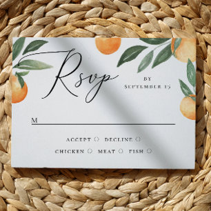 Cartons Réponse Mariage Méditerranéen Citrus Orange Aquarelle