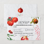 Cartons Réponse Mariage méditerranéen de la grenade rouge (Devant / Derrière)