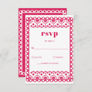 Cartons Réponse Mariage mexicain Fiesta Pink Papel Picado Boho