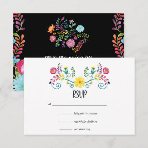 Cartons Réponse Mariage Mexicain Floral Aquarelle Coloré Fiesta