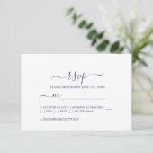 Cartons Réponse Mariage minimal bleu marine chic Script (Debout devant)