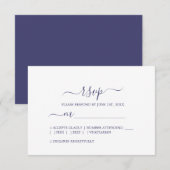Cartons Réponse Mariage minimal bleu marine chic Script (Devant / Derrière)