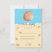 Cartons Réponse Mariage Minimal Bleu Océan Été (Devant)