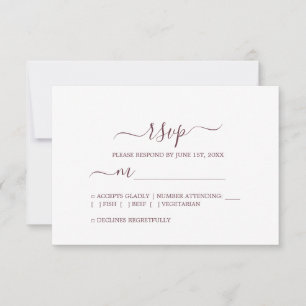 Cartons Réponse Mariage minimal Chic Script Bourgogne