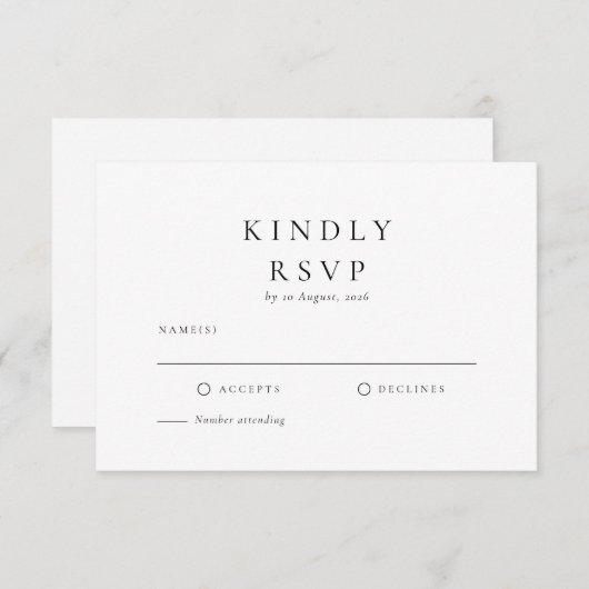 Cartons Réponse Mariage minimal formel (Devant / Derrière)