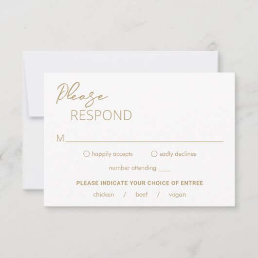 Cartons Réponse Mariage minimal Gold Modern (Devant)