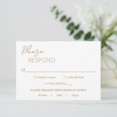 Cartons Réponse Mariage minimal Gold Modern (Debout devant)