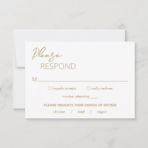 Cartons Réponse Mariage minimal Gold Modern