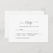 Cartons Réponse Mariage minimal noir noir de script chic (Devant / Derrière)